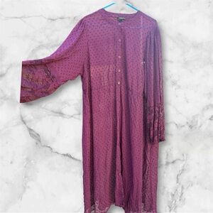 Torrid Purple Swiss Dot Sheer Blouse with Lace Sleeves – Size 3